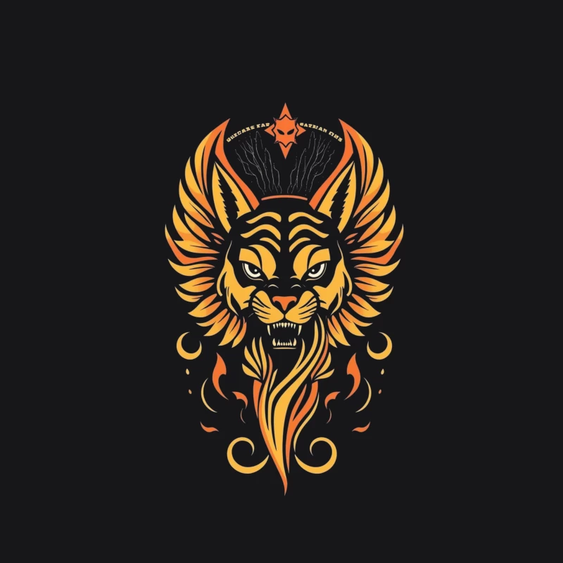 Fierce Winged Lion Illustration Male Pullover Hoodie