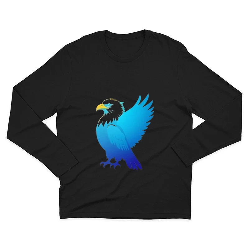 Majestic Blue Gradient Eagle Illustration Male Long Sleeve T-Shirt