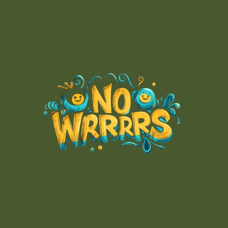 Cheerful No Worries Typography with Smiley Faces Baseball Cap