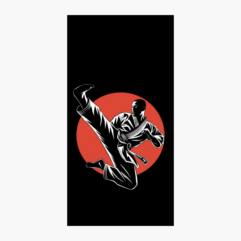 Dynamic Karate Kick Silhouette Against Red Circle iPhone Case