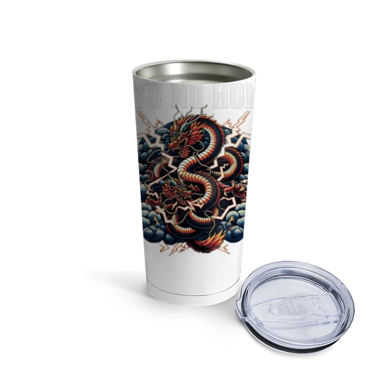 Traditional Japanese Thunder Dragon in Stormy Clouds Travel Mug