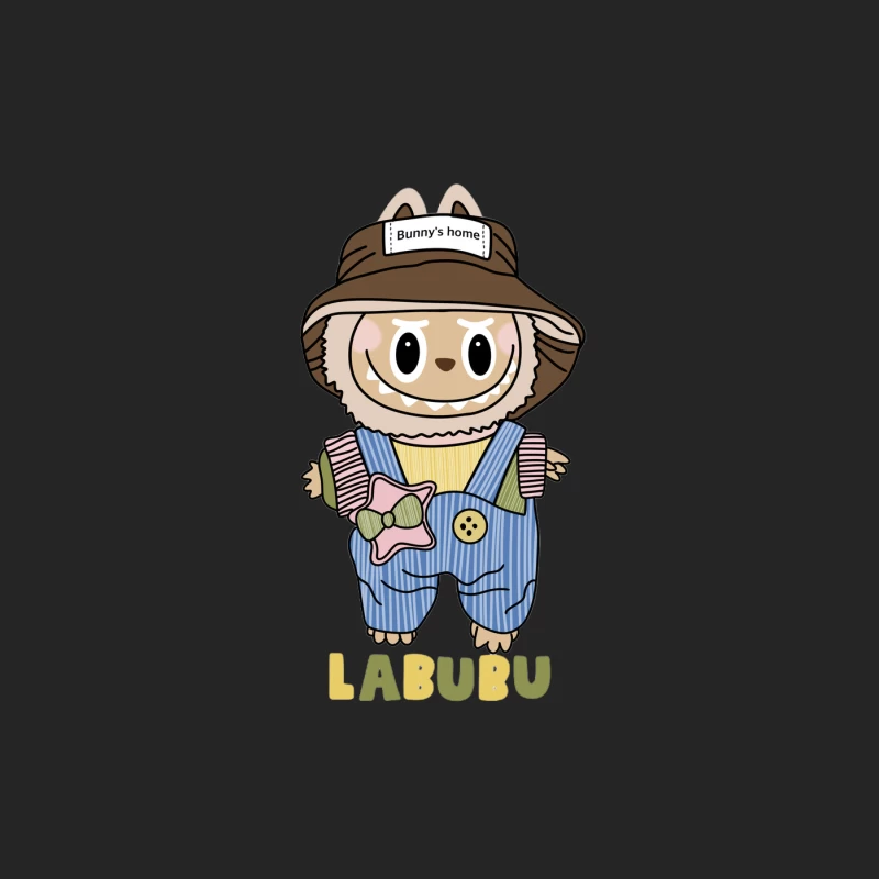 Niedlicher Labubu-Charakter mit Overall und Hut Damen Pullover Sweatshirt