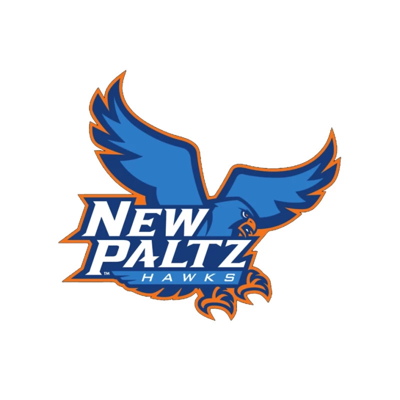 New Paltz Hawks Athletic Logo with Blue Hawk Mascot Pin