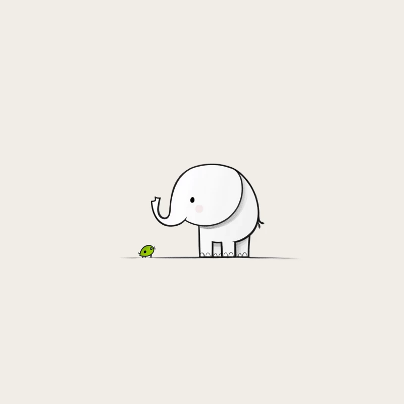 Cute Minimalist Drawing of Elephant and Turtle Friendship Bucket Hat