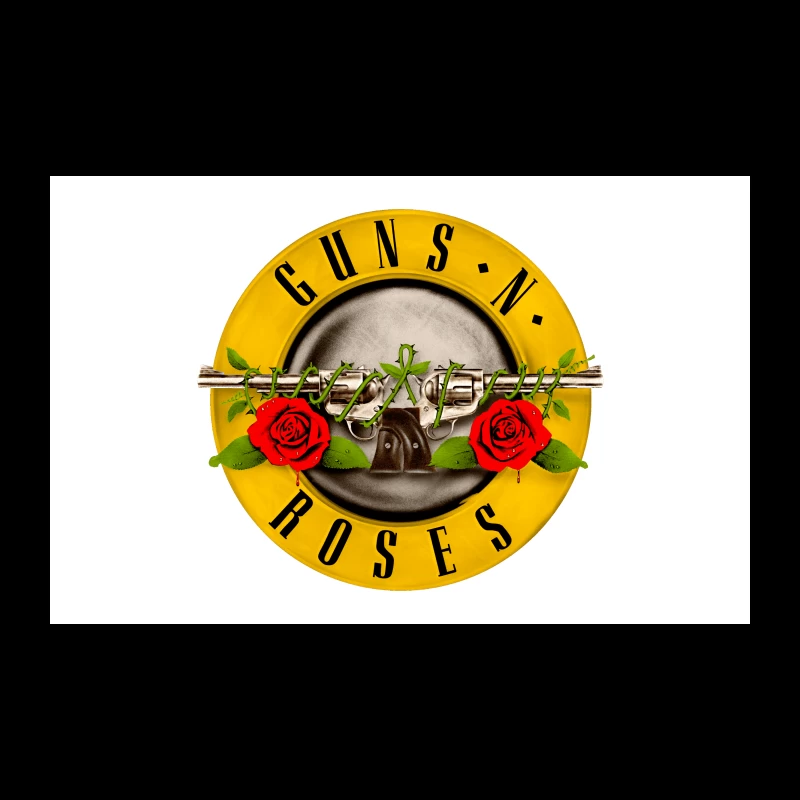 Guns N' Roses Classic Rock Band Logo with Pistols and Roses Travel Mug