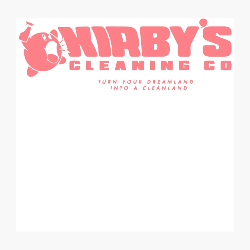 Pink Cartoon Vacuum Cleaner Logo for Kirby's Cleaning Company Throw Pillow