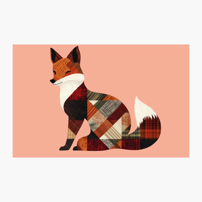 Geometric Patchwork Fox Illustration in Autumn Colors Travel Mug