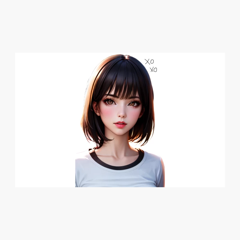 Realistic Anime-Style Digital Portrait with Short Black Hair Travel Mug