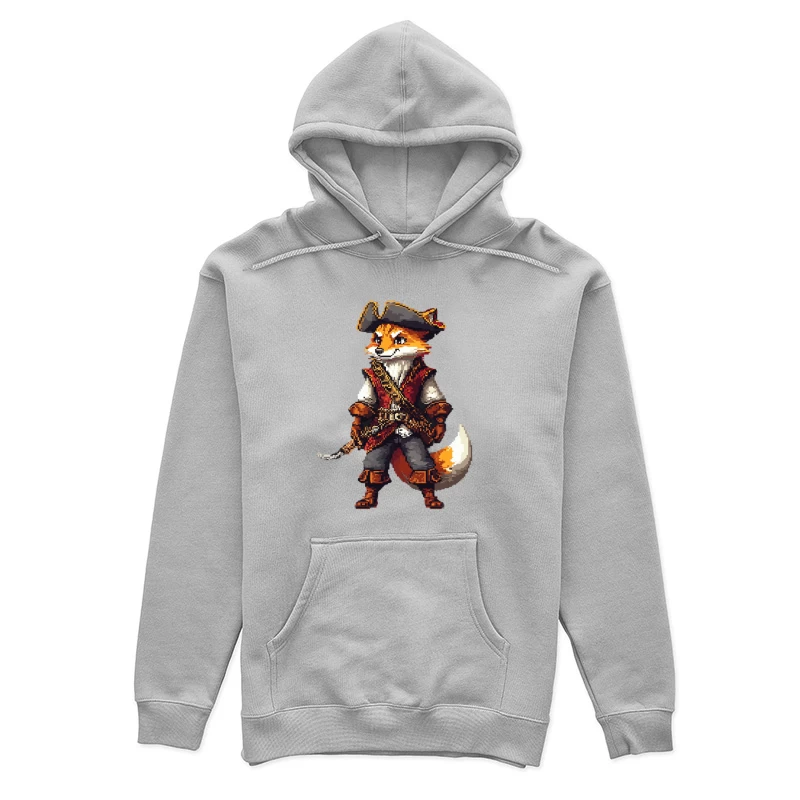 Pixelated Pirate Fox: Anthropomorphic Adventure Game Character Female Pullover Hoodie
