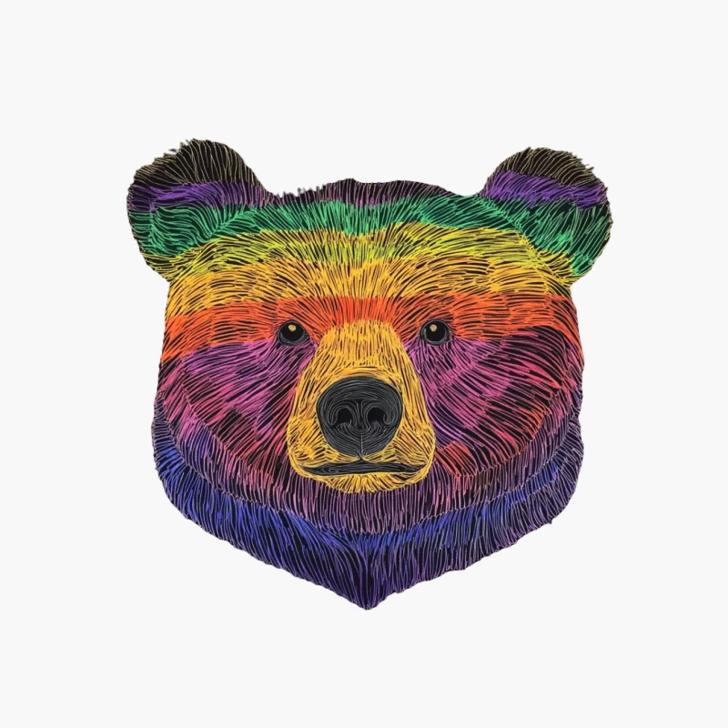 Vibrant Rainbow Bear Illustration: Colorful Wildlife Art Cotton Tote Bag