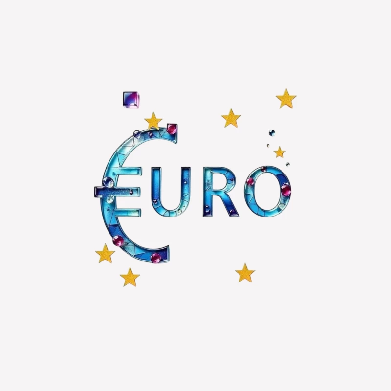 Decorative Crystal Euro Symbol with European Stars Female T-Shirt