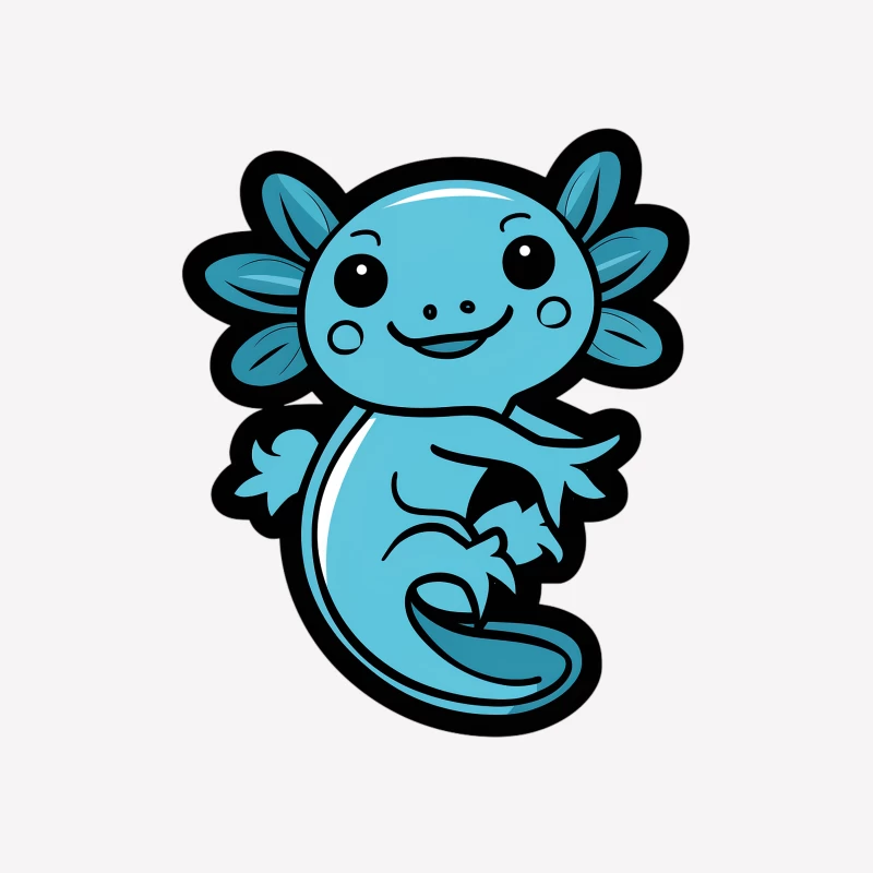 Illustrazione di un axolotl felice in stile cartone animato Maglietta Uomo