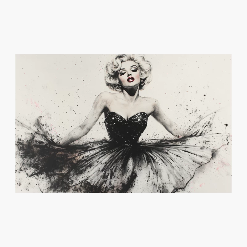 Iconic Vintage Glamour: Marilyn Monroe in Black Dress Travel Mug