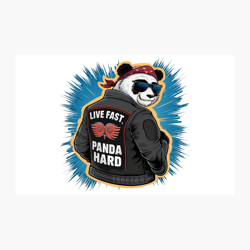 Cool Biker Panda with "Live Fast, Panda Hard" Slogan Travel Mug