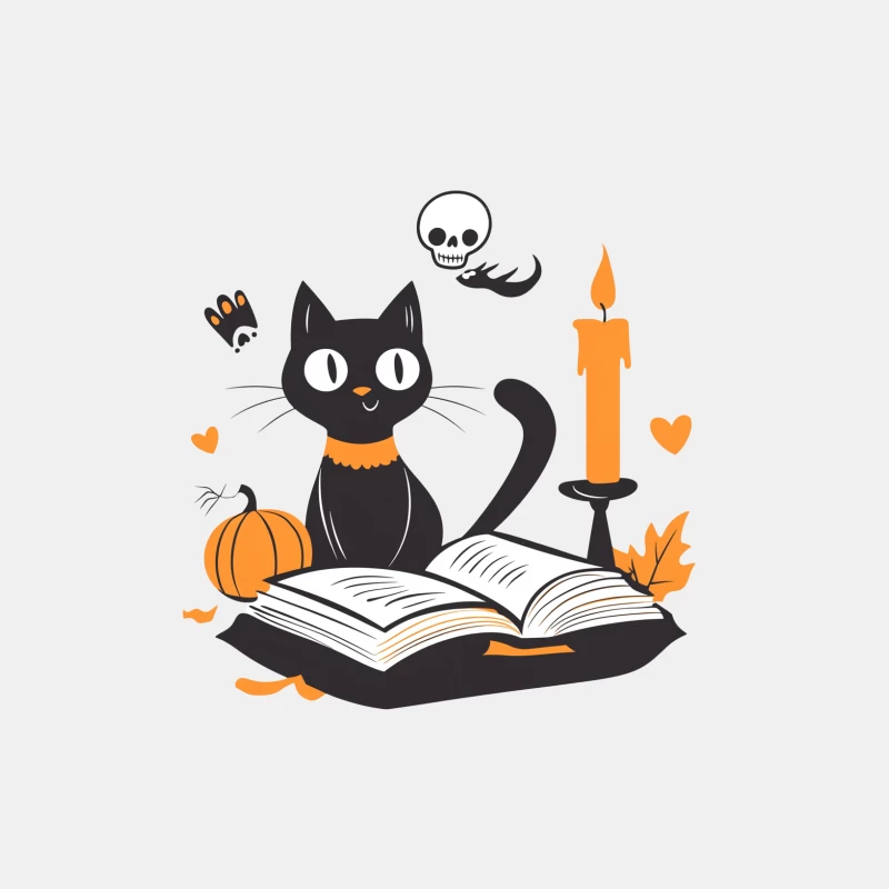 Cute Halloween Scene with Black Cat Reading Male Tank Top