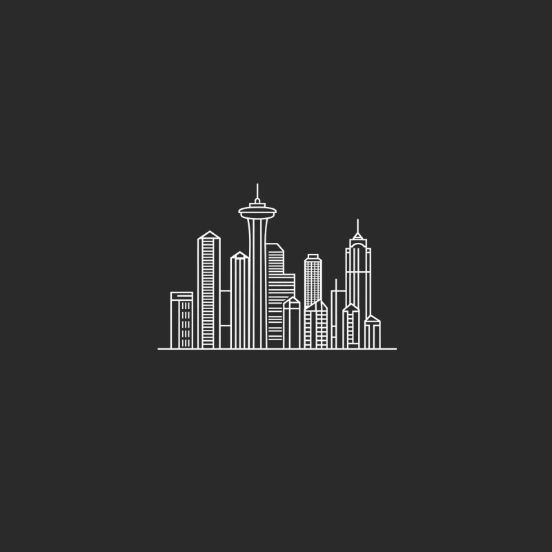 Minimalist White Cityscape Skyline Outline Baseball Cap