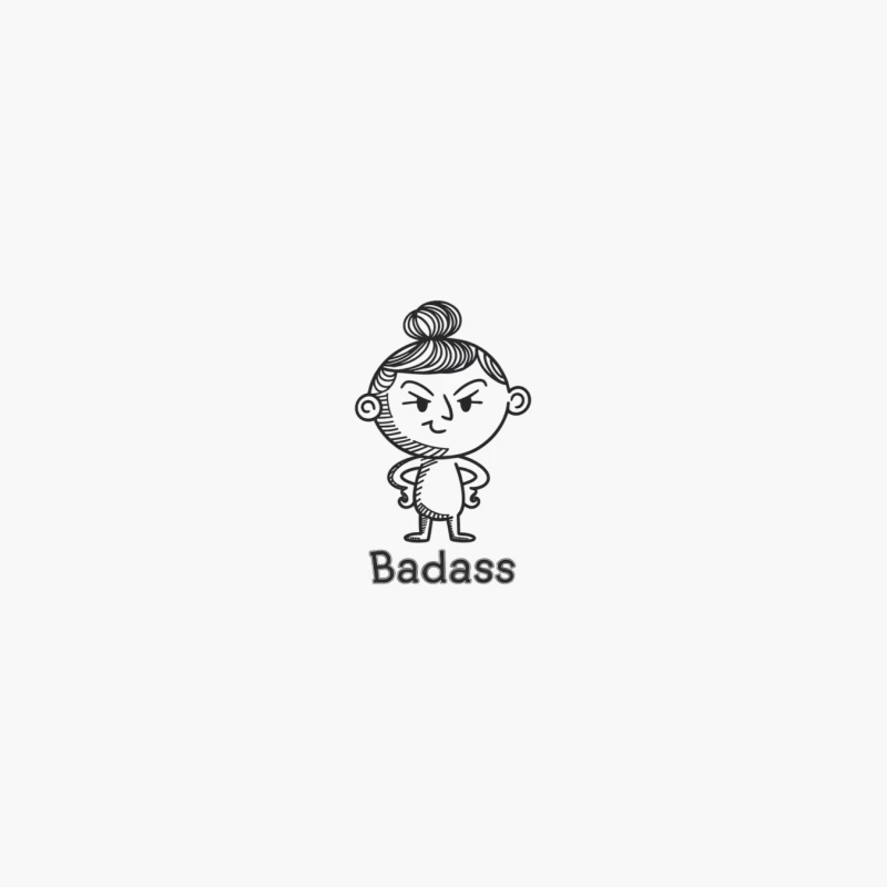 Cute Badass Cartoon: Angry Attitude in Black and White Cotton Tote Bag
