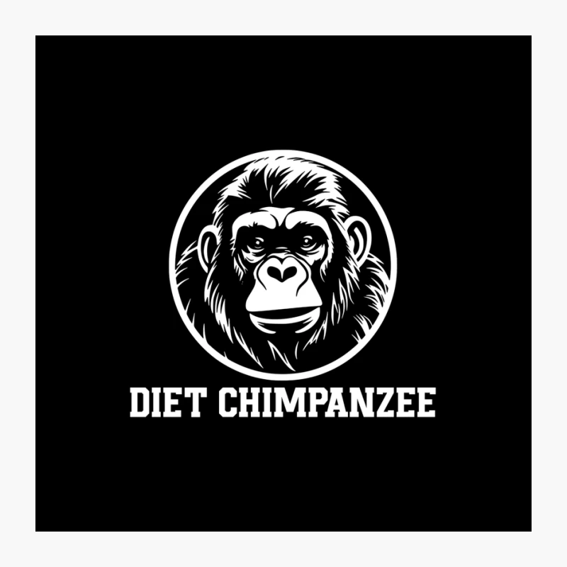 Circular Outline Sketch of Chimpanzee Portrait Pin