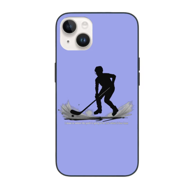 Dynamic Hockey Player Silhouette with Motivational Quote iPhone Case