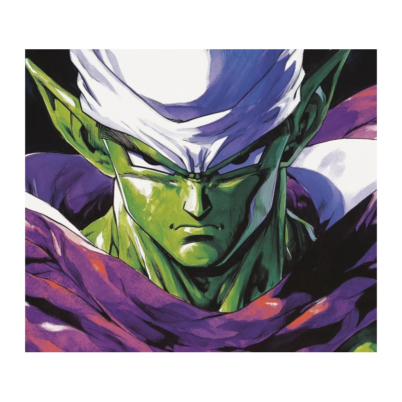 Intense Portrait of Piccolo: Dragon Ball's Iconic Green Alien Warrior Tapestry