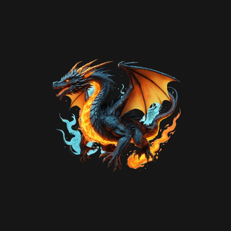 Majestic Fire Dragon Artwork Male Long Sleeve T-Shirt