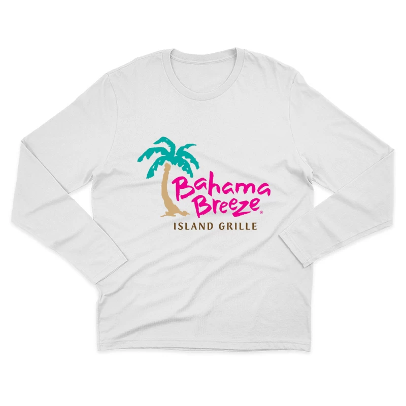 Bahama Breeze Island Grille Restaurant Logo with Tropical Palm Tree Male Long Sleeve T-Shirt