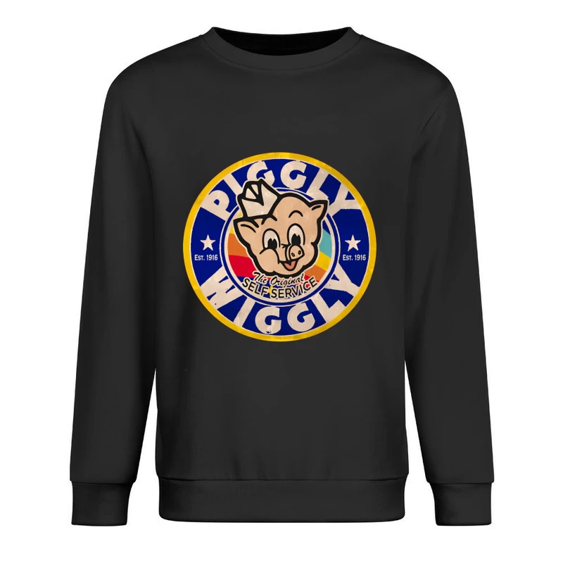 Vintage Piggly Wiggly Supermarket Logo - The Original Self Service Store Since 1916 Male Pullover Sweatshirt