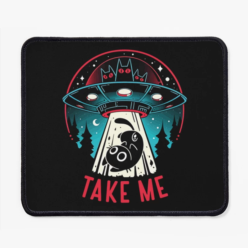 Take Me – UFO & Cat Abduction Whimsy Mouse Pad