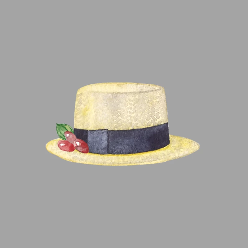 Chapeau Paille Élégant avec Ruban et Baies Femme T-Shirt