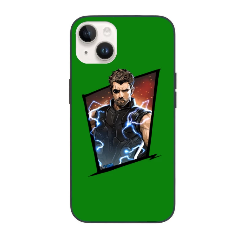 Superhero Character with Lightning Effects iPhone Case
