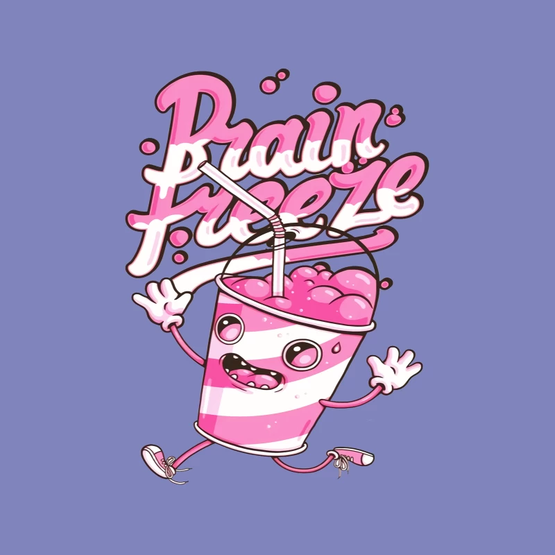 Fun Cute Cartoon Drink with Brain Freeze Tapestry