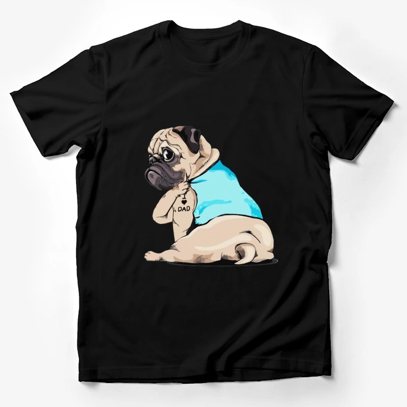 Carlin avec tatouage 'Dad' et débardeur bleu Homme T-Shirt
