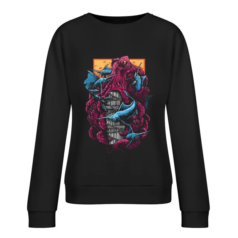 The Crimson Kraken vs. Blue Marlin Female Pullover Sweatshirt