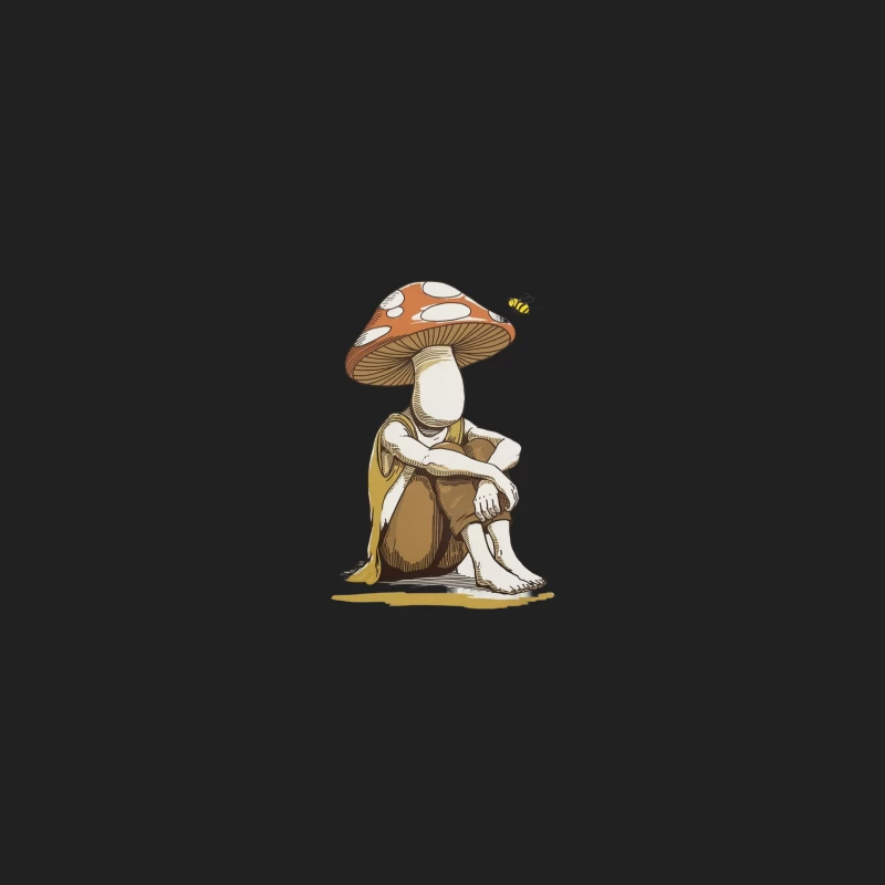 Whimsical Mushroom Being: A Surreal Fantasy Illustration Bucket Hat