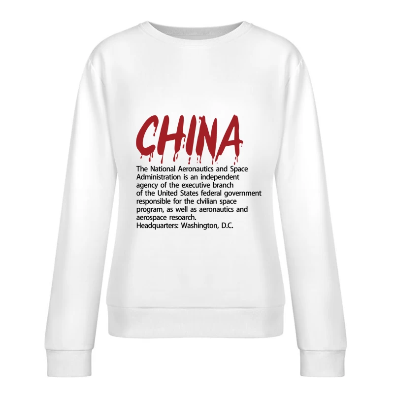 NASA-Information mit China-Schriftzug Damen Pullover Sweatshirt