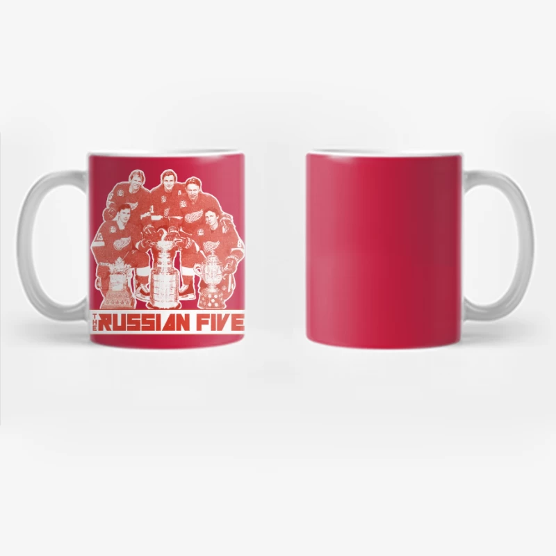 The Russian Five: Legendary Detroit Red Wings Hockey Unit with Championship Trophies Coffee Mug