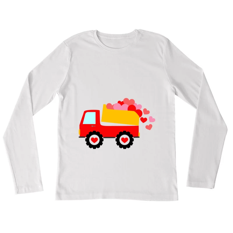 Camion déchargeant des cœurs colorés Femme Manches Longues T-Shirt