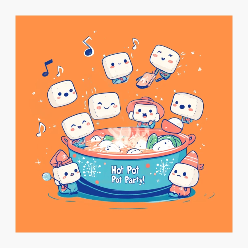 Lovely cartoon hot pot music party and hot pot ingredient friends. Pin