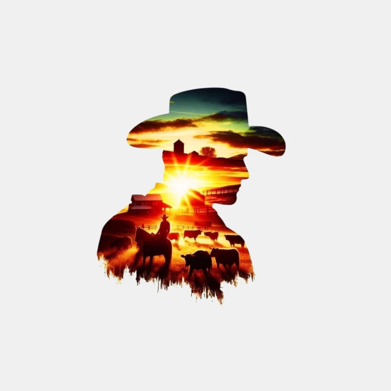 Silhouette of a Cowboy at Sunset Male Tank Top