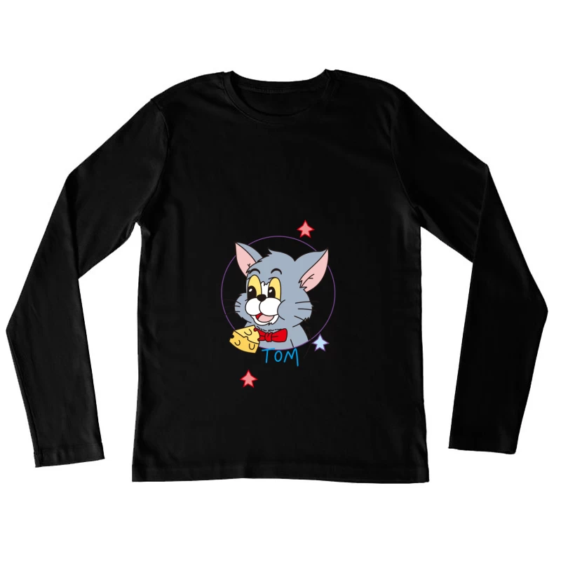 Tom die Cartoon-Katze mit Sternen Damen Langarm T-Shirt