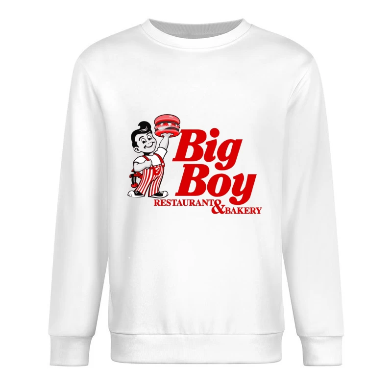 Vintage Big Boy Restaurant and Bakery Logo with Cartoon Mascot Male Pullover Sweatshirt