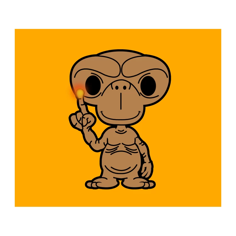 Cartoon E.T.-like Alien with Glowing Finger Tapestry