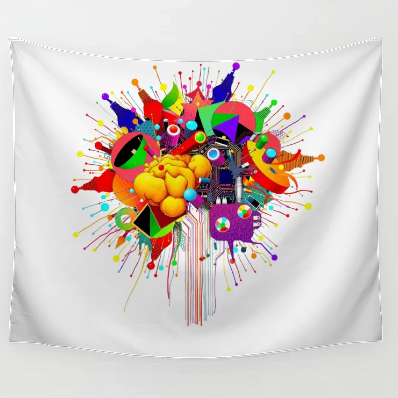 Vibrant Digital Brain: Creative Mind Explosion Tapestry