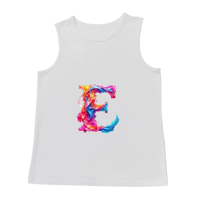 Vibrant Liquid Rainbow Letter E Design Male Tank Top