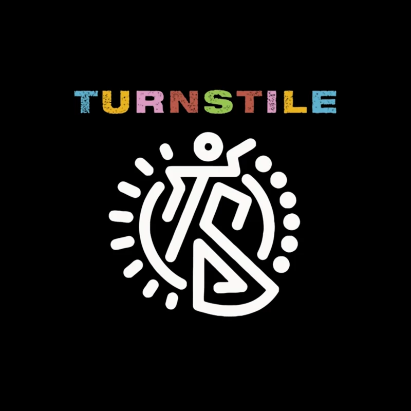 Colorful Turnstile Logo Design with Geometric Pattern Throw Pillow