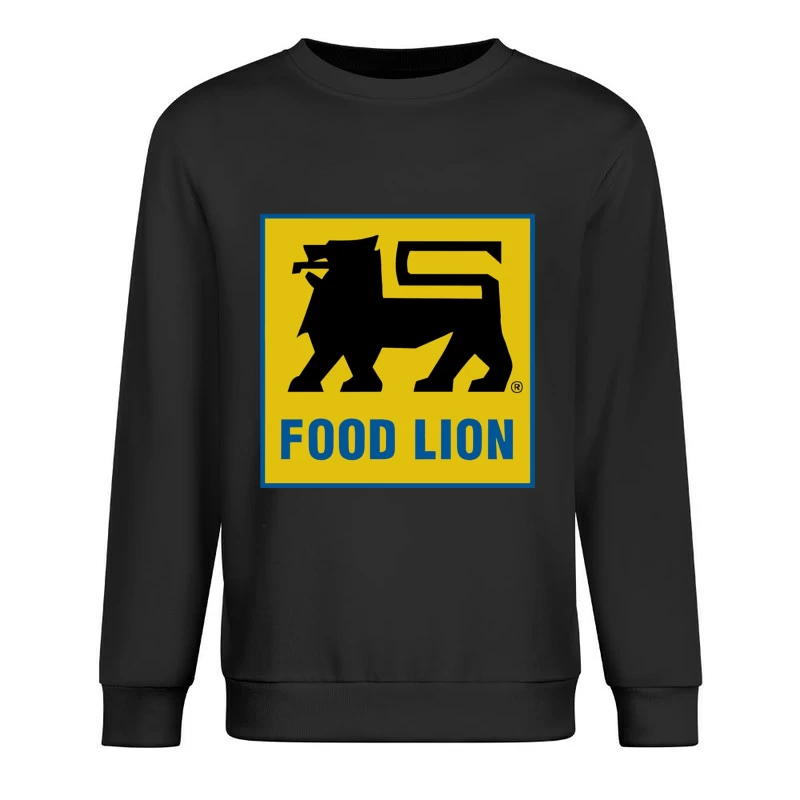 Food Lion Supermarket Chain Logo with Black Lion on Yellow Background Male Pullover Sweatshirt