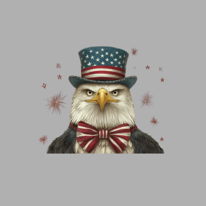 Patriotic Bald Eagle with American Flag Top Hat and Bow Tie Male Tank Top