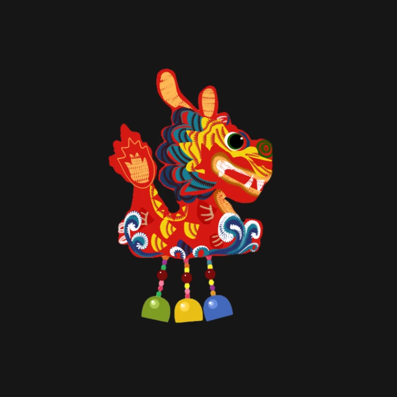 Bunter Drache mit Glocken Herren T-Shirt