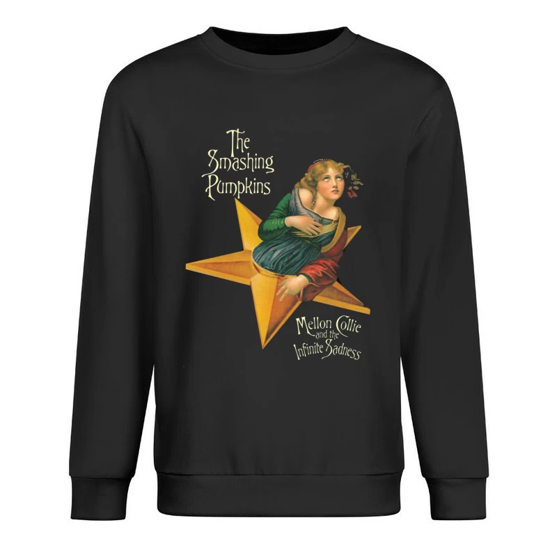 The Smashing Pumpkins' Mellon Collie Album Cover Featuring Classical Art on Golden Star Male Pullover Sweatshirt