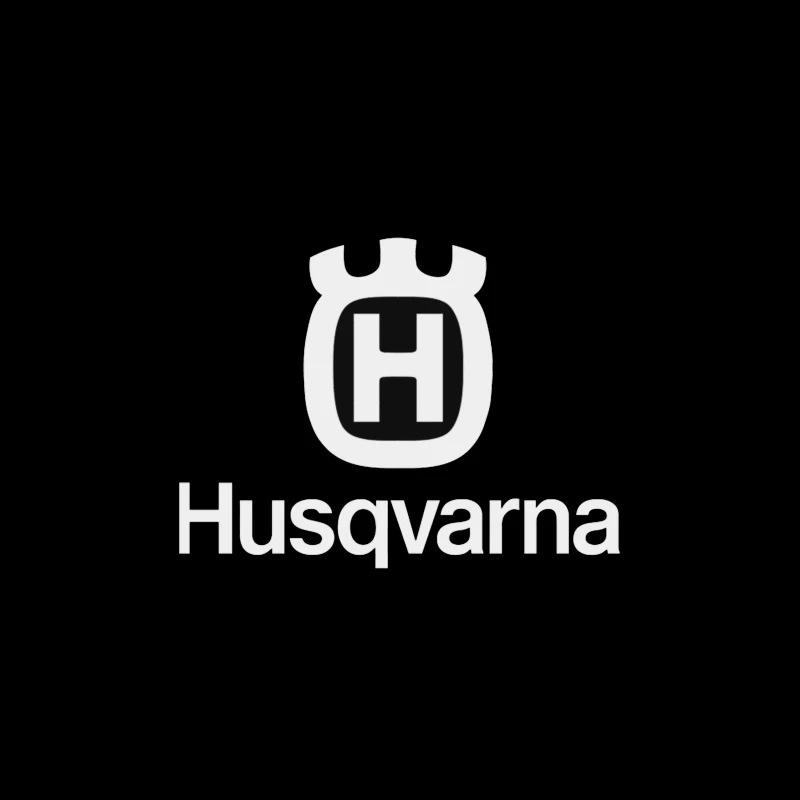 Husqvarna Brand Logo in Black and White Throw Pillow